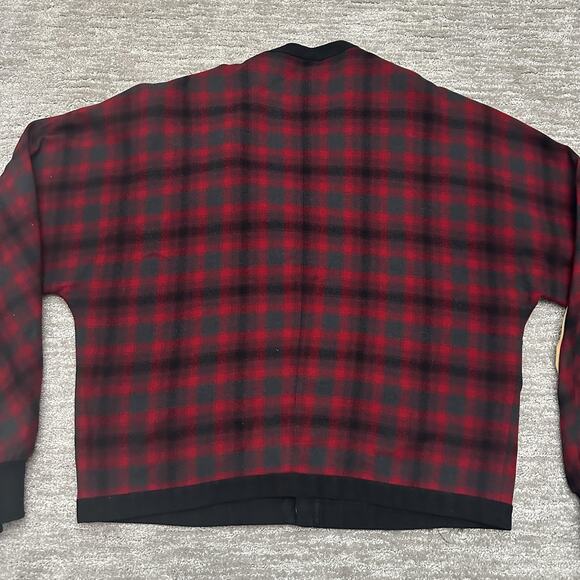 Vintage Pendleton Cardigan Sweater Mens 2XL Red Plaid Wool Elbow Patch Grandpa - Picture 7 of 12